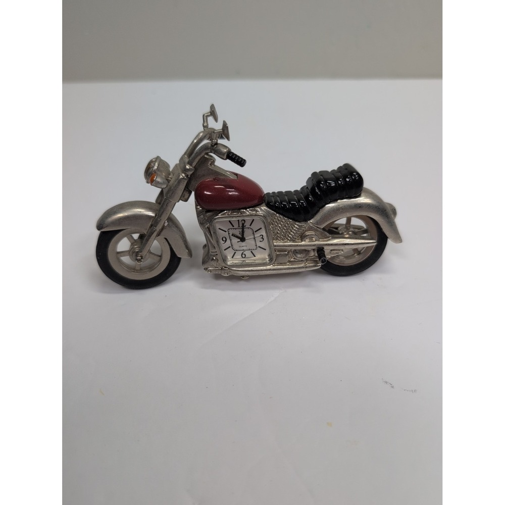 TIMEX COLLECTIBLE MINI-CLOCK VINTAGE MOTORCYCLE Red Chrome Quartz Clock